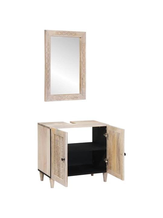 Vannas istabas mēbeļu komplekts 2 pcs balts 62 x 33 x 58 cm