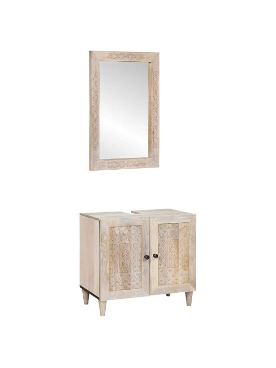 Vannas istabas mēbeļu komplekts 2 pcs balts 62 x 33 x 58 cm