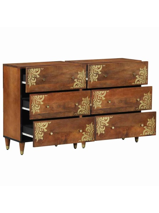 Kumode 2 pcs medus brūna 60 x 33.5 x 75 cm mango masīvkoks