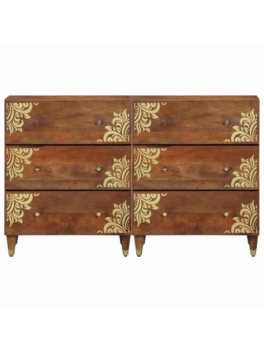 Kumode 2 pcs medus brūna 60 x 33.5 x 75 cm mango masīvkoks