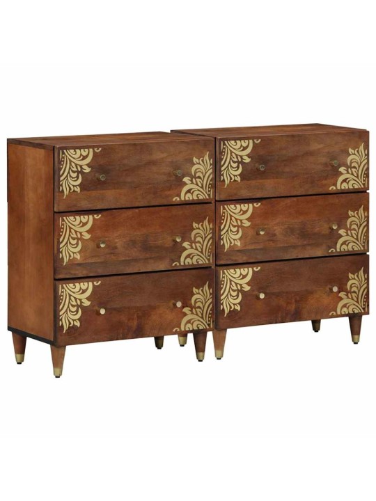 Kumode 2 pcs medus brūna 60 x 33.5 x 75 cm mango masīvkoks