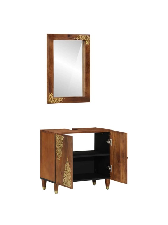 Vannasistabas komplekts ar durvīm 2 pcs brūna 62 x 33 x 58 cm