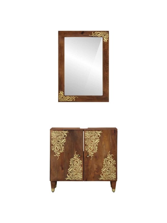Vannasistabas komplekts ar durvīm 2 pcs brūna 62 x 33 x 58 cm