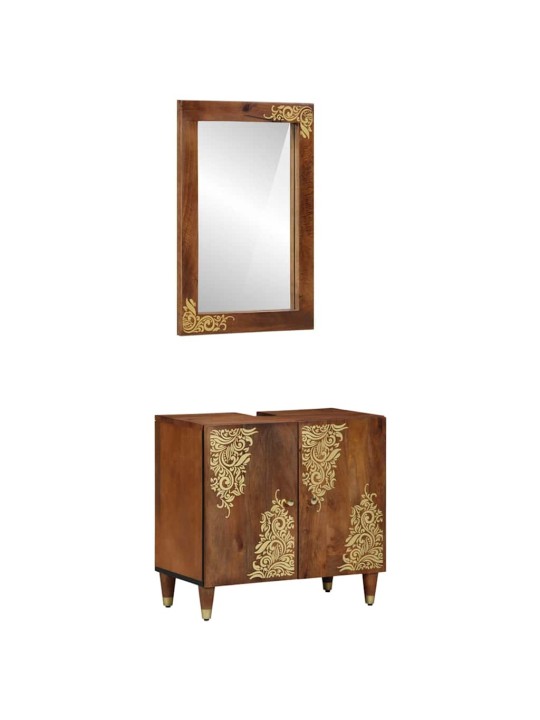 Vannasistabas komplekts ar durvīm 2 pcs brūna 62 x 33 x 58 cm