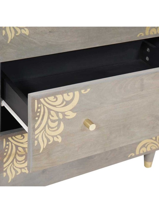Puse ar plauktu 2 pcs pelēka 60 x 33.5 x 75 cm mango masīvkoks