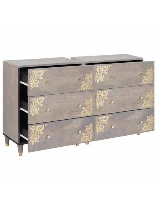 Puse ar plauktu 2 pcs pelēka 60 x 33.5 x 75 cm mango masīvkoks