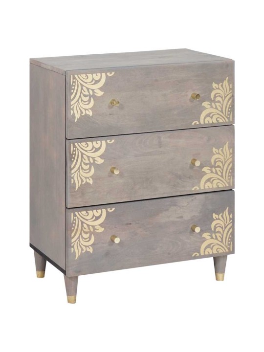Puse ar plauktu 2 pcs pelēka 60 x 33.5 x 75 cm mango masīvkoks