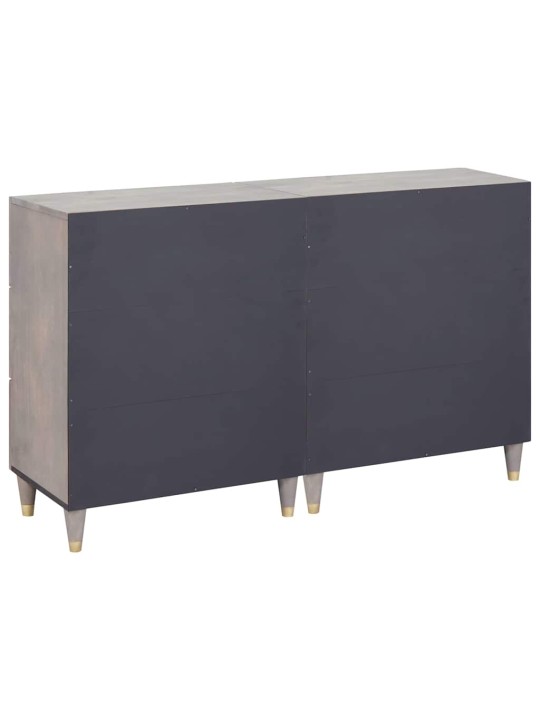 Puse ar plauktu 2 pcs pelēka 60 x 33.5 x 75 cm mango masīvkoks