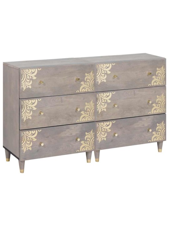 Puse ar plauktu 2 pcs pelēka 60 x 33.5 x 75 cm mango masīvkoks