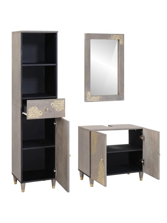 Vannas istabas mēbeļu komplekts 3 pcs pelēka 62 x 33 x 58 cm