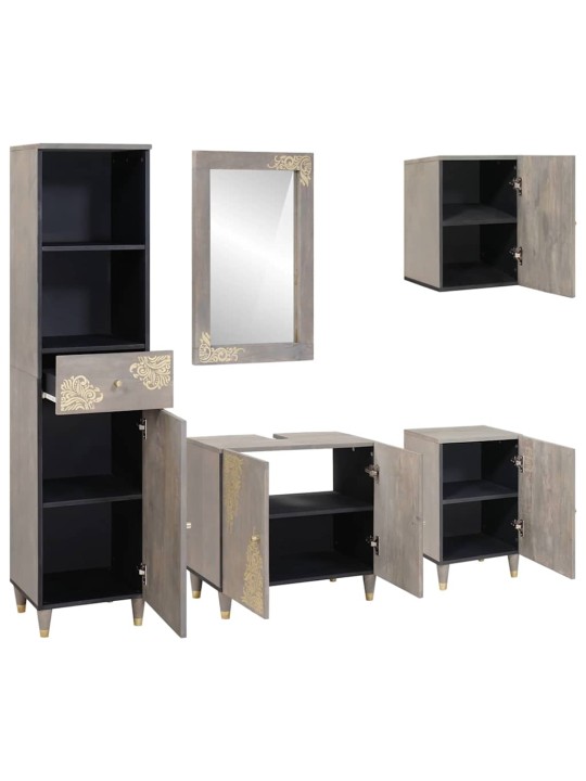 Vannas istabas mēbeļu komplekts 5 pcs pelēka 62 x 33 x 58 cm