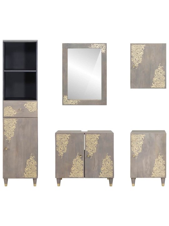 Vannas istabas mēbeļu komplekts 5 pcs pelēka 62 x 33 x 58 cm