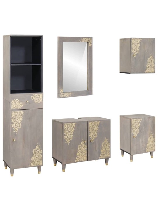 Vannas istabas mēbeļu komplekts 5 pcs pelēka 62 x 33 x 58 cm