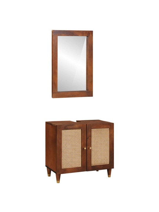 Vannas mēbeles ar atvilktni 2 pcs 62 x 33 x 58 cm cieta mango koksne