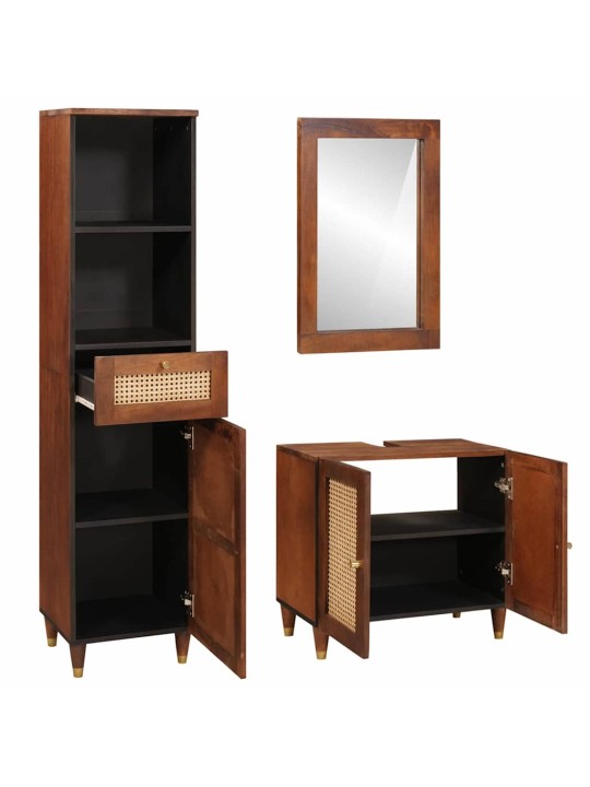 Vannas mēbeles ar atvilktni 3 pcs 38 x 33 x 160 cm cieta mango koksne