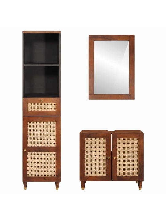 Vannas mēbeles ar atvilktni 3 pcs 38 x 33 x 160 cm cieta mango koksne