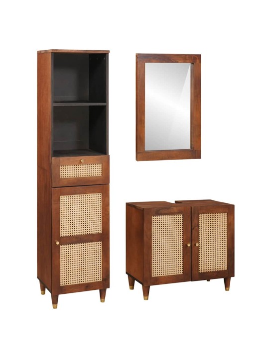 Vannas mēbeles ar atvilktni 3 pcs 38 x 33 x 160 cm cieta mango koksne
