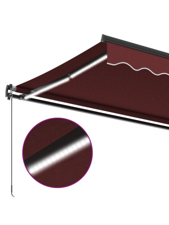 Izvelkama markīze ar led, manuāla, 600x300 cm, vīnsarkana