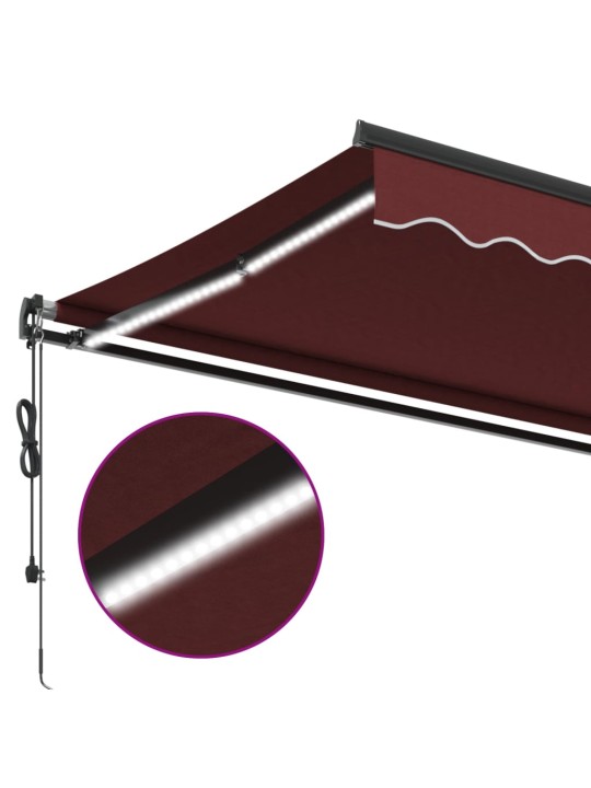 Automātiski izvelkama markīze, led, vīnsarkana, 600x300 cm