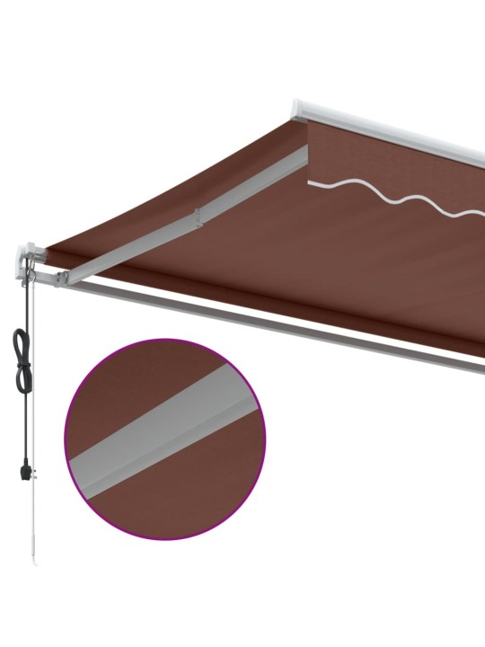 Izvelkama markīze ar led, manuāla, 350x250 cm, brūna