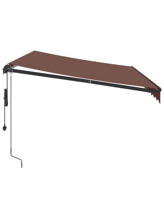 Izvelkama markīze ar led, manuāla, 350x250 cm, brūna