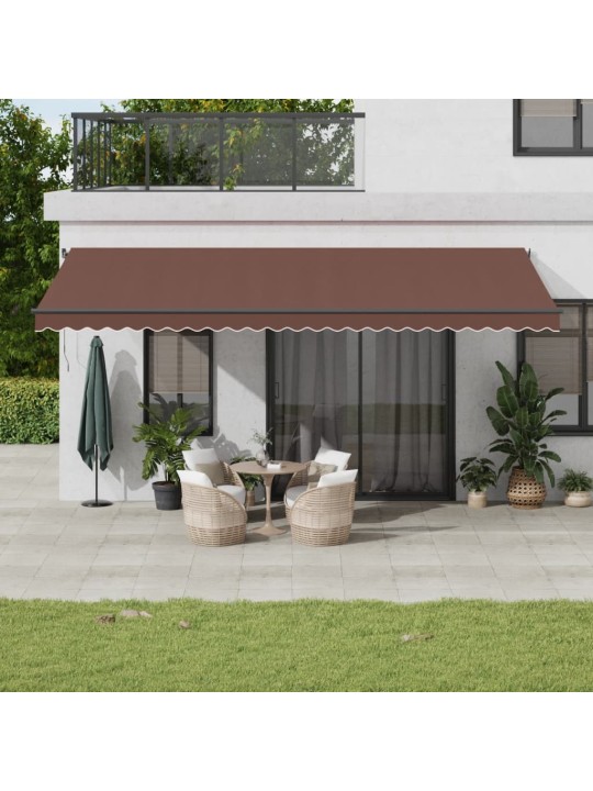 Izvelkama markīze ar led, manuāla, 600x300 cm, brūns