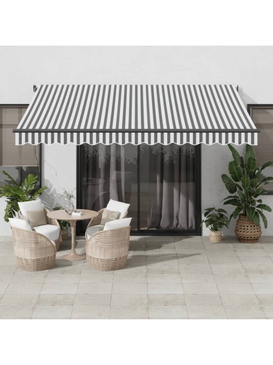 Manuāli izvelkama nojume ar led, pelēka un balta, 400x300 cm