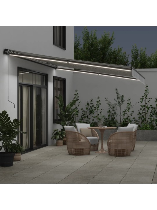 Manuāli izvelkama nojume ar led, pelēka un balta, 500x300 cm