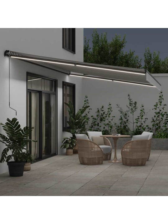 Manuāli izvelkama nojume ar led, pelēka un balta, 600x300 cm