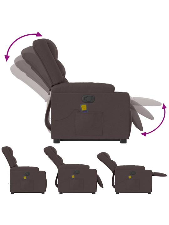 Masāžas krēsls, paceļams, atgāžams, tumši brūns audums