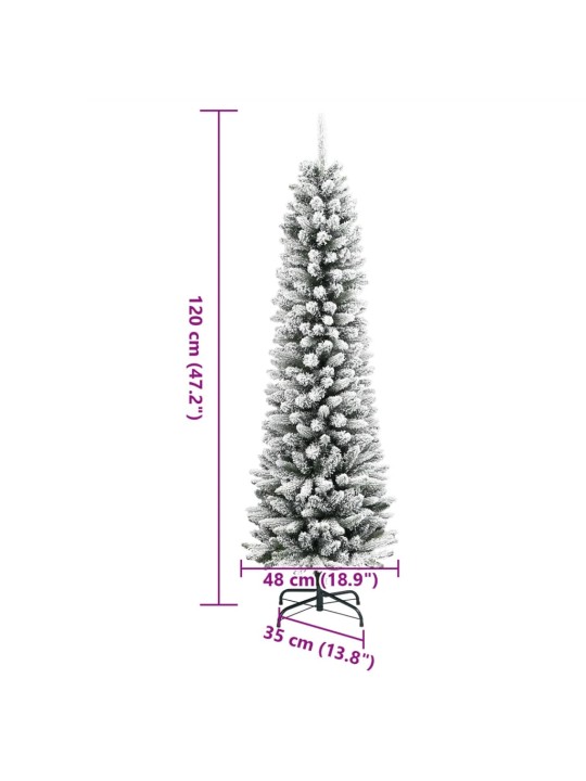 Mākslīgā ziemassvētku egle ar sniegu, šaura, 120 cm, pvc&pe