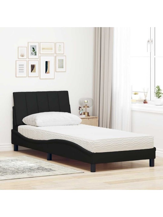 Gultas rāmis ar matraci, melns, 80x200 cm, audums