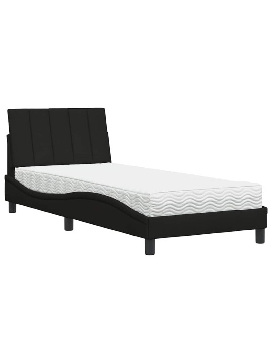 Gultas rāmis ar matraci, melns, 90x190 cm, audums