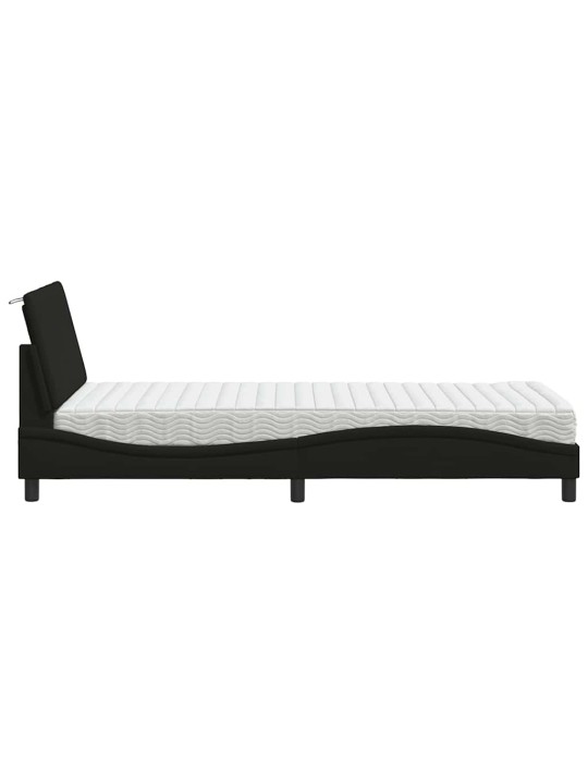 Gultas rāmis ar matraci, melns, 90x190 cm, audums