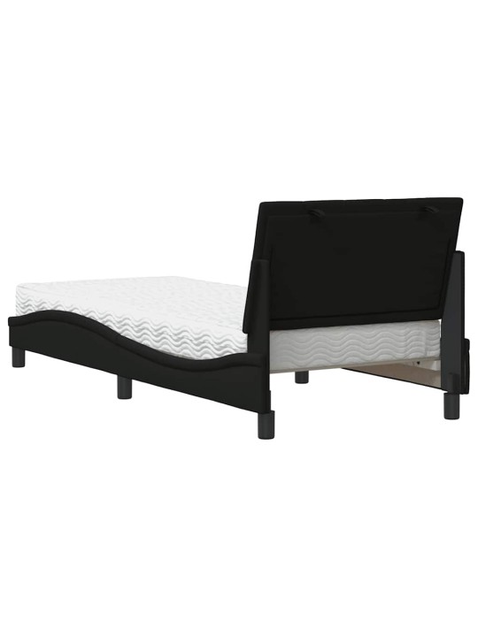 Gultas rāmis ar matraci, melns, 90x190 cm, audums