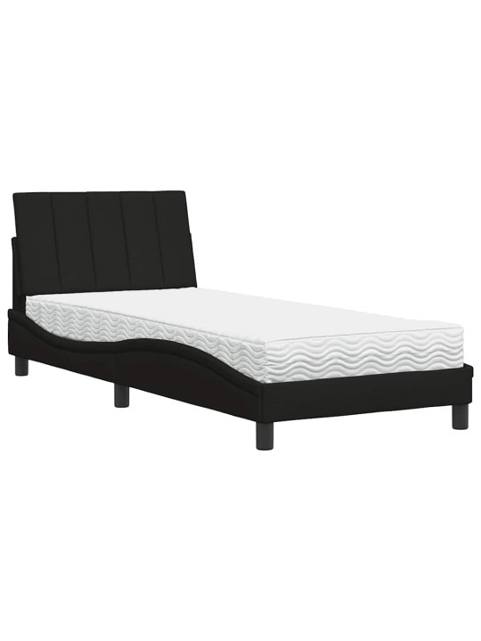 Gultas rāmis ar matraci, melns, 90x200 cm, audums
