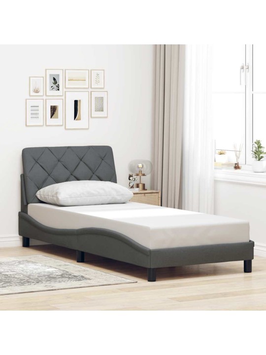 Gultas rāmis ar led bez matrača, tumši pelēks, 80x200cm, audums