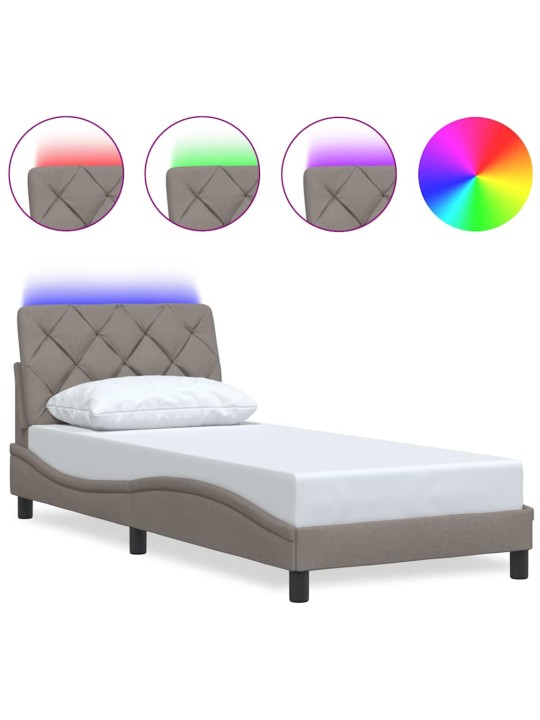 Gultas rāmis ar led bez matrača taupe 80x200 cm audums