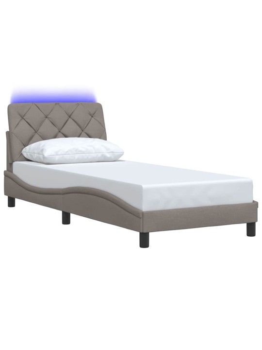Gultas rāmis ar led bez matrača taupe 80x200 cm audums