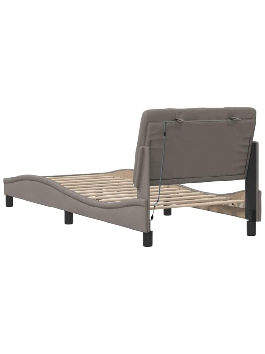 Gultas rāmis ar led bez matrača taupe 80x200 cm audums