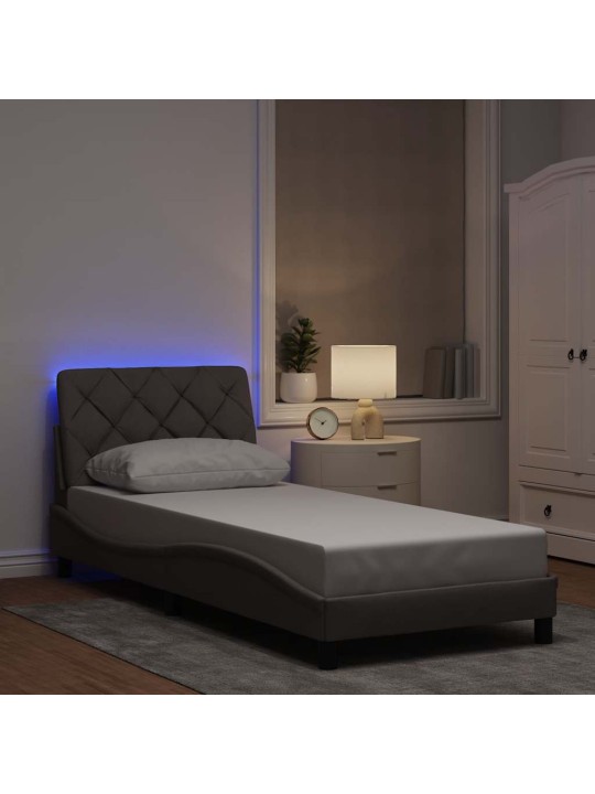 Gultas rāmis ar led bez matrača taupe 80x200 cm audums