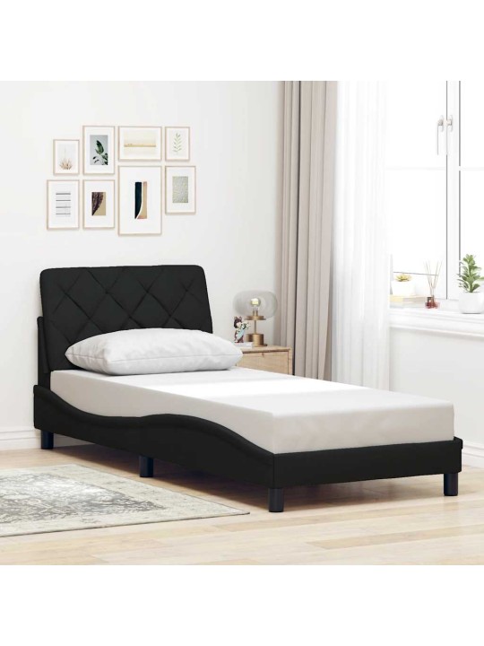 Gultas rāmis ar led bez matrača, melns, 90x190cm audums