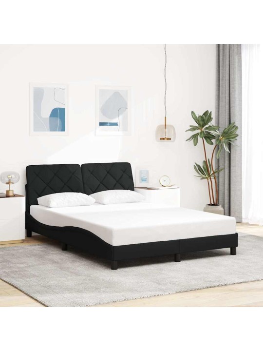 Gultas rāmis ar led bez matrača, melns, 120x200 cm, audums