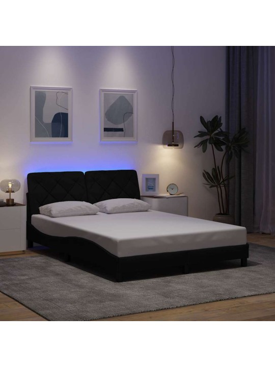 Gultas rāmis ar led bez matrača, melns, 120x200 cm, audums