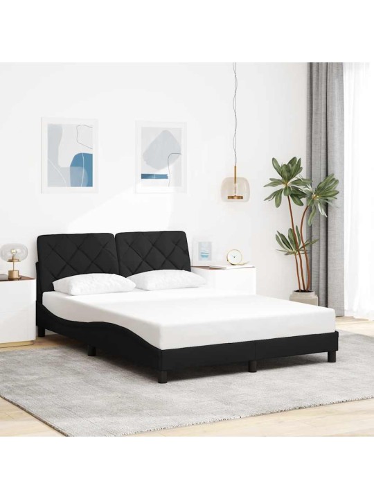 Gultas rāmis ar led bez matrača, melns, 140x200 cm, audums