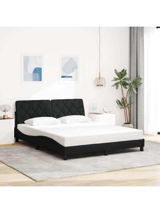 Gultas rāmis ar led bez matrača, melns, 160x200 cm, audums