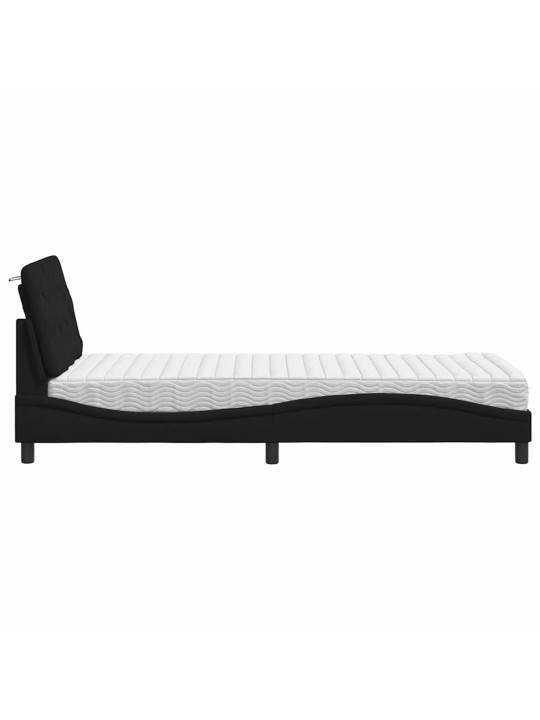 Gultas rāmis ar matraci, melns, 90x200 cm, audums
