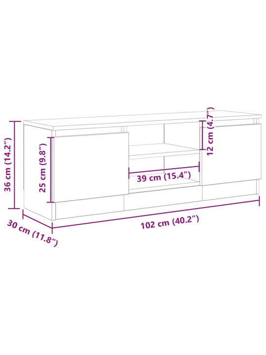 Tv skapītis, koka krāsa, 102x30x36 cm, inženierijas koks