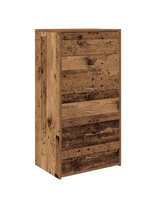 Kumode ar 6 atvilktnēm, veca koka, 50x34x96 cm, skaidu plāksne