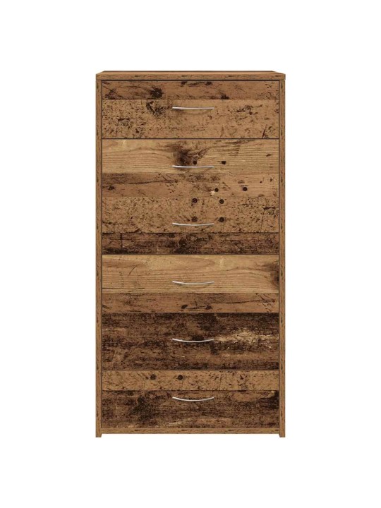 Kumode ar 6 atvilktnēm, veca koka, 50x34x96 cm, skaidu plāksne